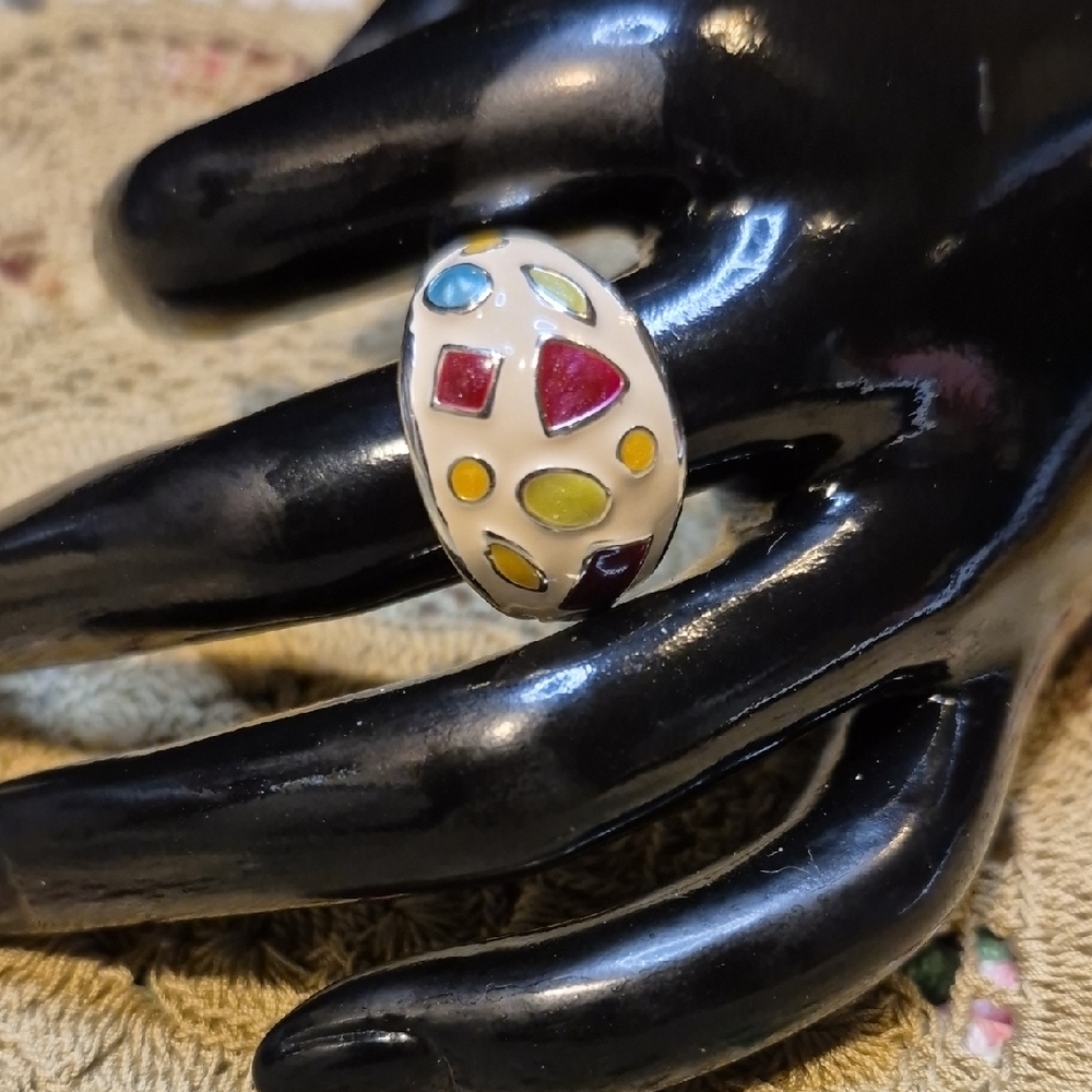 DaVinci Multicolor Geometric Enameled Women's Ring